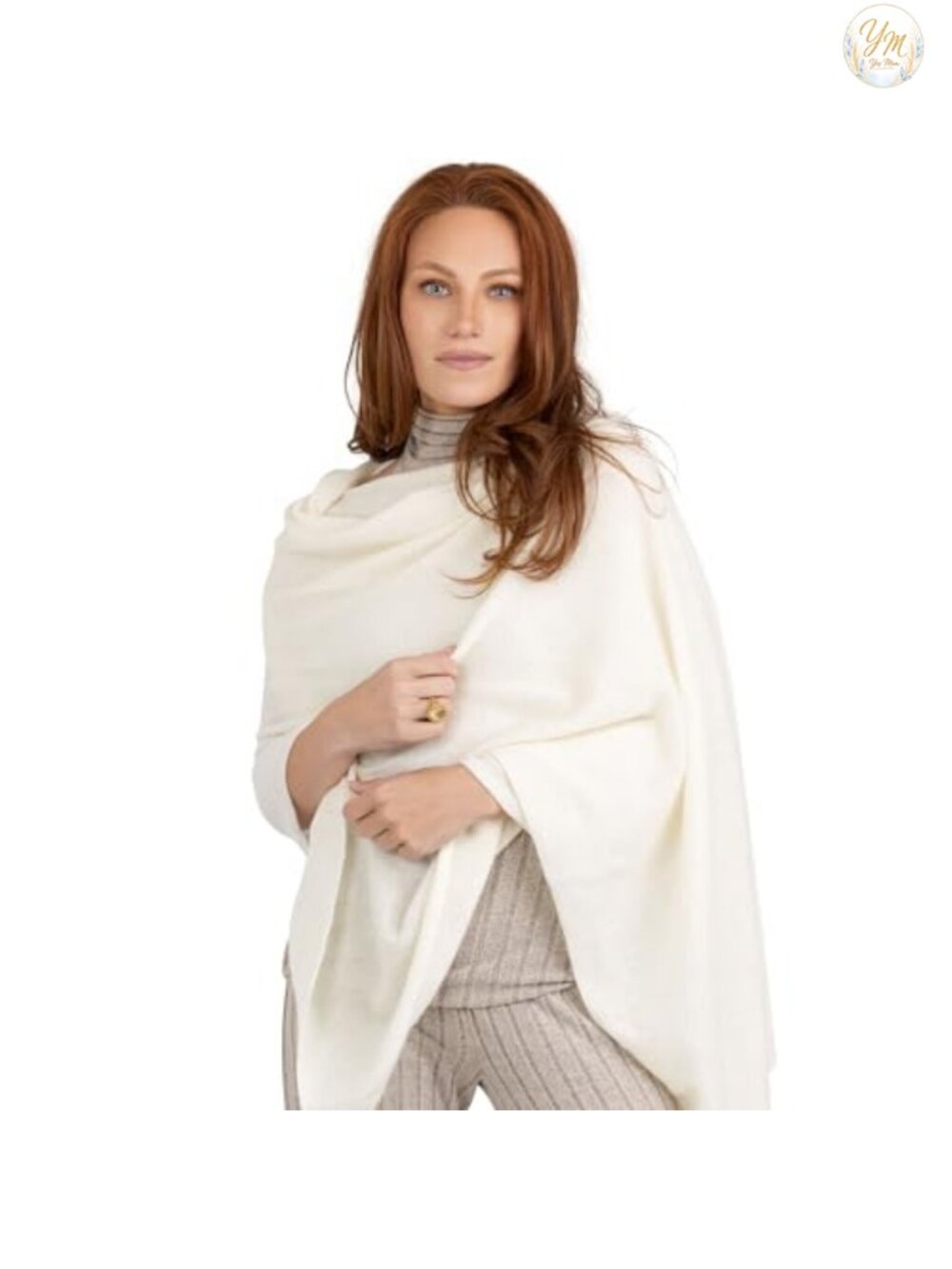100% Cashmere Wrap Scarf Shawl Stole Knitted Fringe Travel Women